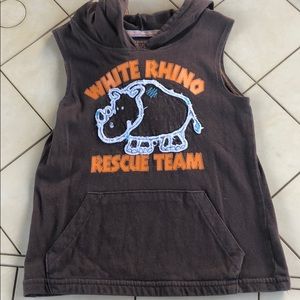 White Rhino Jungle Zoo Hooded Tank Top Sleeveless
